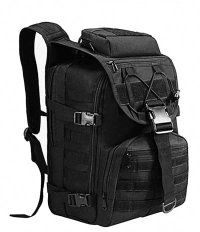 RAPIDSKY 35L militärischer taktischer Rucksack, Wanderung wasserdichter Rucksack Große Militärtasche 3-Tage- Angriffspaket Molle Tasche Leinwand-rucksack 900D Oxford-Stoff (Schwarz Black).