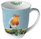 Ambiente Porzellan Tasse ca. 400ml Becher Bone China Mug Für Tee Oder Kaffee Herbst Winter Weihnachten Christmas Robin on branch