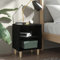 PIXZSSI Table de chevet pour chambre à coucher, avec pieds en bois massif, 40 x 30 x 50 cm, table d'appoint, table de chevet scandinave, espace de rangement pratique, table de téléphone, bureau, noir