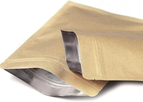 WACCOMT Pack Kraftpapier Wiederverschließbare Mylar Taschen 5.51mil dicke Reißverschluss Verschluss Hitze Versiegelbare Aluminiumfolie Beutel für Lebensmittel Lagerung (50, 6x8cm (2.3x3.1 inch))