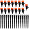 VooGenzek 15 Piezas Goteros de Riego Ajustables y 15 Piezas Riego por Goteo Estacas para Tubo 4/7 mm, Aspersores de Riego por Microgoteo, Boquilla Ajustable de Riego de Jardín, para Césped, Jardín