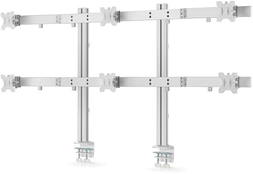 StarTech 6 Monitorhalterung bis 32 Zoll, 8kg, Querstange (6-Monitor-ARM-A) | Zwei Pfosten, Bildschirmhalterung, Monitorarm, Höhenverstellbar, VESA, Aluminium, Stahl