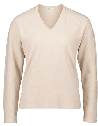 Betty & Co Damen Strickpullover mit V-Ausschnitt 44, Beige