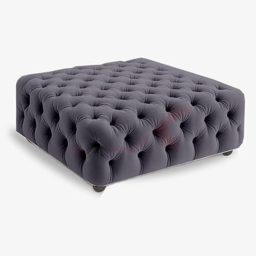 STOREX Diamond Tufted Ottoman Coffee Table – Velvet Upholstered Footstool Bench – Space-Saving & Oversized Sizes – Square Centerpiece for Living Room or Bedroom (Charcoal, Oversize)
