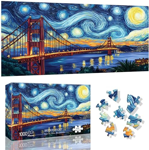 VAIIEYO Eisenbrücke Puzzle 1000 Teile, Puzzle Erwachsene Brücke Nacht, Geschicklichkeitsspiel für die Ganze Familie, für Erwachsene und Kinder ab 14 Jahren, Schöne Geschenkidee