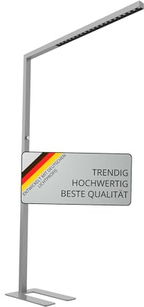 realLED Officeflow LED Büro Stehleuchte 60W 8400lm | dimmbar über Drehregler | UGR <13 blendfrei | 4000K neutralweiß | Aluminium silber | Bildschirmarbeitsplatz geeignet | 140 lm/W
