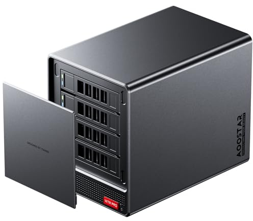 AOOSTAR WTR PRO Ryzen 7 5825U Mini PC NAS a 4 bay, 64GB DDR4 RAM 1TB SSD NAS Desktop Computer, 2*slot M.2 NVMe, 2,5/3,5 SATA x4 Storage(fino a 4x22TB), 2x2.5GbE/4K HDMI/Tipo-C/WiFi6/BT5.2