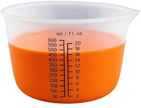 Silikon Messbecher 1L, 1000ml Weißer Silikonbecher zum Gießen mit Skala für Gießpulver, Wiederverwendbare Silikon Becher, Flexibler Epoxidharz Mischbecher für DIY, Basteln, Labor, Küche