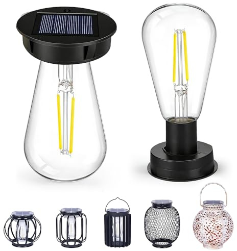 HOVCEH Bombilla Solar Exterior 7 cm, 2 Piezas Lámpara LED Para Jardín con Panel y Linterna DIY - Decoración de Jardín (7CM)