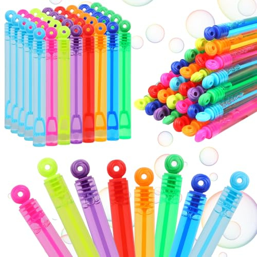LOMIMOS 40 Pack Mini Seifenblasenstäbe,8 Farben Rosen Griff Seifenblasen Set für Party