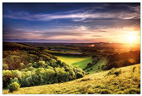Wallario Küchenrückwand selbstklebend 90 x 60 cm, Motiv: Farbenfroher Sonnenuntergang in England | Spritzschutz abwischbar & pflegeleicht