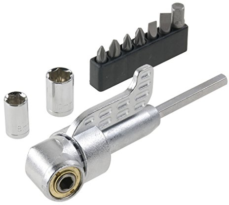 kwb Winkelschraubervorsatz – 9-teilig inkl. Bits, Dauer-Magnet, Stecknuss-Adapter und Stecknüsse