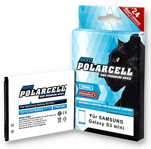 PolarCell Akku für Samsung Galaxy S3 Mini GT-i8190 | Ace 2 GT-i8160 | Galaxy S DuoS GT-S7562 | Trend GT-S7560 | ersetzt Original EB425161LU EB-F1M7FLU | 1700mAh Ersatz-Batterie | A+ Qualitätszellen