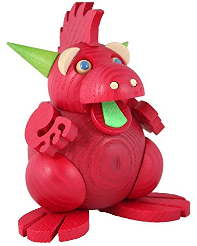 Seiffener Volkskunst | Kugelräucherfigur 12 cm | Räucherdrache | Räuchermännchen | Original Erzgebirge | 19069 | Feuerspucker