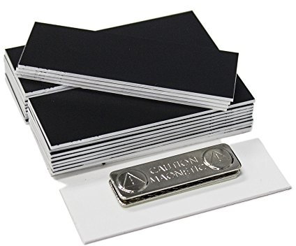 Namensschild-Rohlinge mit magnetischer Rückseite, 25 Stück, Schwarz, 2,5 x 7,6 cm