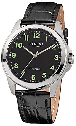 Regent Herrenarmbanduhr Leder Handaufzug F818
