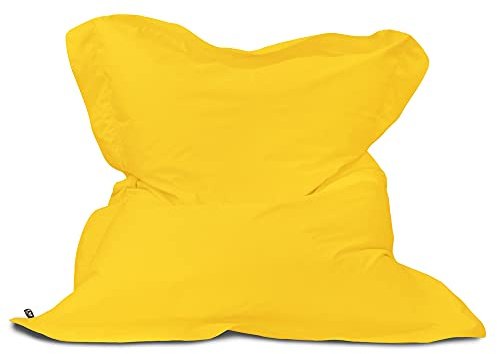 rucomfy Squarbie Kids Floor Cushion Beanbag - Water Resistant - Yellow | Pre-Filled Kids Beanbag - Machine Washable - Outdoor Chair Lounger - Safe Comfortable Kids Seating - 125x100cm