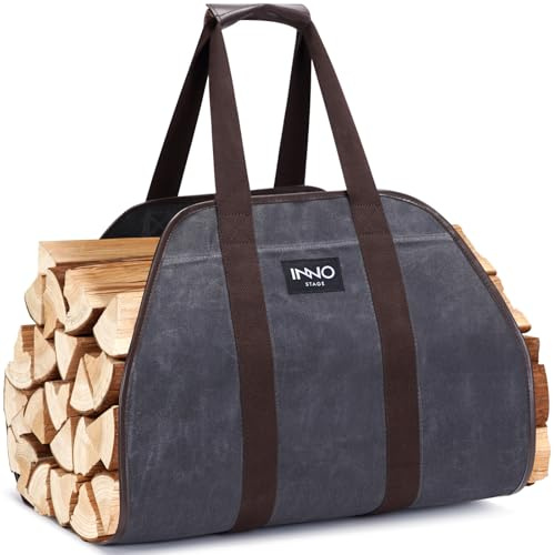 INNO STAGE Canvas Wood Carriers Log Tote Bag,40X19 Firewood Holder,Fireplace Wood Stove Accessories