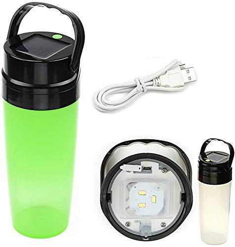 2 in 1 Solar Camping Lamp Cup - Light up Water Bottle with Carry Handle | Rechargeable, Solar Powered, Ideal for Camping, Hiking & Travel | Lamp, Lantern, Night Light