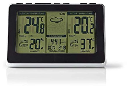 Wetterstation - Innen- und Aussenbereich - Inklusive schnurloser Wettersensor - Wettervorhesage - Zeitdisplay - LCD-Anzeige - Weckerfunktion