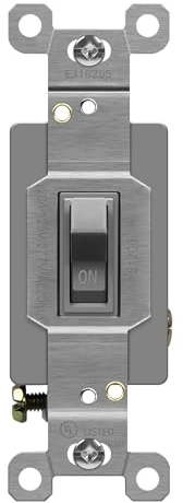 Energites - Interruptor de luz de conmutación, polo único y 3 vías, 3 cables, 15 A, 120 V-277 V, grado residencial y comercial, color blanco/marfil/gris