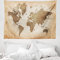 ABAKUHAUS Weltkarte Wandteppich, Vintage Erde Kontinente aus Weiches Mikrofaser Stoff Waschbar ohne Verblassen Digitaldruck, 150 x 110 cm, Beige