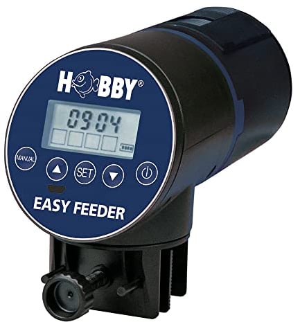 HOBBY Aquaristik Easy Feeder I programmierbarer Futterautomat für Aquarien I Fischfutter-Spender für bis zu 4 Fütterungen pro Tag I 100g / 300ml Kapazität I Aquarium-Futterspender