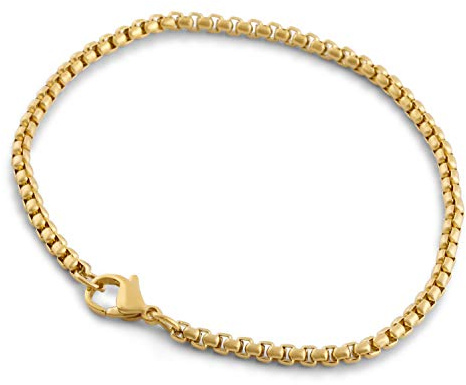 Akitsune Baca Kettenglieder-Armband | 3mm Durchmesser | Box Rolo Herren Damen Kette Edelstahl Karabiner Minimalist