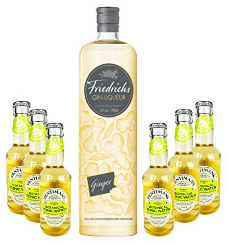 Friedrichs Gin Liqueur Ginger 0,7l 700ml (31% Vol) + 6x Fentimans Botanical Tonic Water 0,2l MEHRWEG inkl. Pfand Gin Tonic Bar- [Enthält Sulfite]
