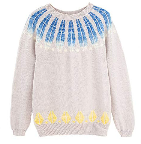 XXSC-ZC DIY Gradient Blatt Yoke Sweater-Material-Paket, Merino Wolle, Strickn Kits, weich und warm, Handgefärbte