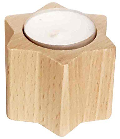 Hess Holzspielzeug 40031 - Teelichthalter in Sternenform, aus Holz, natur, ca. 5 cm, Dekoration für besondere Anlässe aus dem Erzgebirge