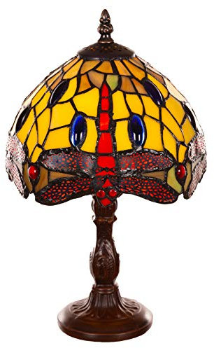 Lampe im Jugendtil 8 Zoll Libelle, edel, Rose Dekorationslampe, Mosaiklampe, Glaslampe, Leuchte,Tischlampe, Tischleuchte (Tiff 150)