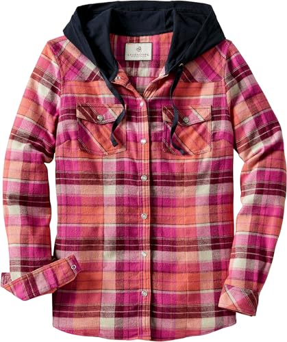 Legendary Whitetails Damen Lumber Jane Hooded Flannel Shirt Hemd mit Button-Down-Kragen, Fusion Plaid, Groß