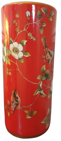 Umbrella Stand/Stick Holder - Oriental Ceramic - Chaffinches and Flowers