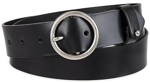 Levi's Damen-Jeansgürtel, rund, rund, Schnalle, lässig, Leder, Schwarz, M