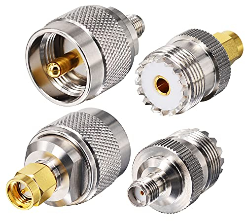 YILIANDUO RF Antennenadapter Kit 4 Typ SMA zu UHF Antennenadapter Kits PL259 SO239 UHF VHF Anschluss für Baofeng/CB-Funk/Handheld Amateurfunkantenne/Walkie Talkie/Amateurfunk