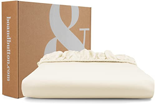 bo&button® Mako Satin Spannbettlaken | Echte Bio Luxusqualität | ALLE GRÖßEN für Matratzen & Boxspringbett Topper | 100% Baumwolle, GOTS & Fairtrade | 200x200 cm (für Topper), Buttercream Beige