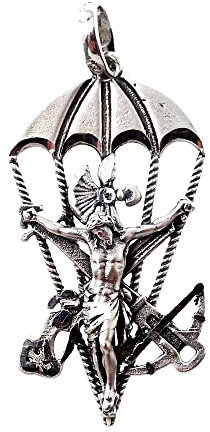 Inmaculada Romero IR Cristo de la Legión Brigada de Paracaidistas colgante plata Ley 925m macizo 30mm. realista