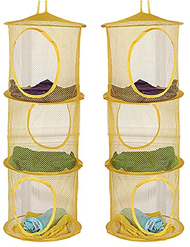 MYSUNBAR 2pcs Hängeaufbewahrung Mesh Basket Hängeregal Platzsparend Faltbarer Spielzeug Organizer für Badezimmer, Schlafzimmer, Wohnzimmer