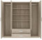 Oggi Saravena 4türiger Kleiderschrank 2 Schubladen 4 Einlegeböden B 200 cm H 200 cm Modernes Design Schichtstoffplatte für Wohnzimmer Schlafzimmer Arbeitszimmer Eiche Sonoma