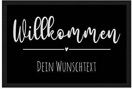PR Print Royal Personalisierte Fußmatte eine Zeile Wunschtext - Willkommen Herz - Geschenke zum Einzug | rutschfest, 60x40cm mit Gummirand