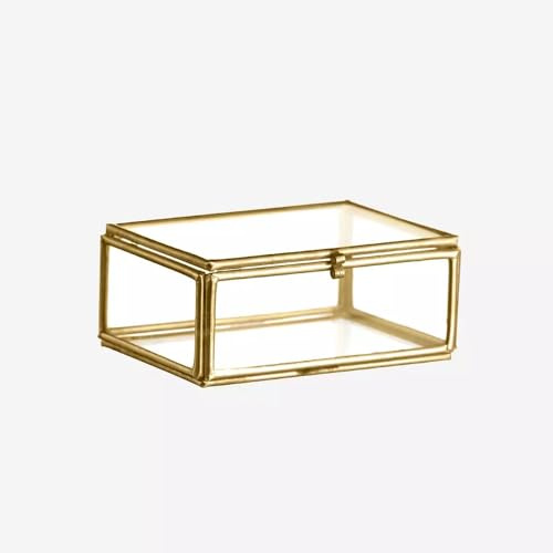 Madam Stoltz Aufbewahrungsbox aus Glas, rechteckig, klein, goldfarben