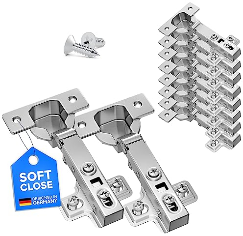 LIVING-TEC® Scharnier mit Softclose in Standardgröße 2er Set | Türscharniere mit Gasdruckfeder | Schrankscharnier mit 105° Öffnungswinkel | Topfscharnier ø 35 mm (2 Stück/Eckanschlag)