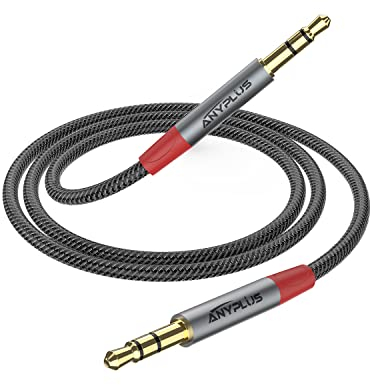 ANYPLUS Cavo Aux,Jack 3.5 to Jack 3.5 Maschio Maschio Cavo Audio,【3M】 Fish Wire Intrecciato Per Cavo Aux Macchina,TV,Car Stereo, Altoparlante, Cuffie, Smartphone, PC