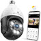 SYMYNELEC - Outdoor Security Light Bulb, Waterproof 2.5K 2.4GHz Wireless WiFi with AI, Human Motion Detection, 4MP Tracking, Night Vision Siren Alarm, Works with