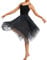 Mulnall Damen Modern Lyrisches Kleid Camisole Tanz Kostüm Ballett Asymmetrisch High-Low Mesh Rock Ärmellose Leotard Gymnastik Tanzbekleidung Latein Rumba Tango Kleid Ballsaal(UK23913-06-L)