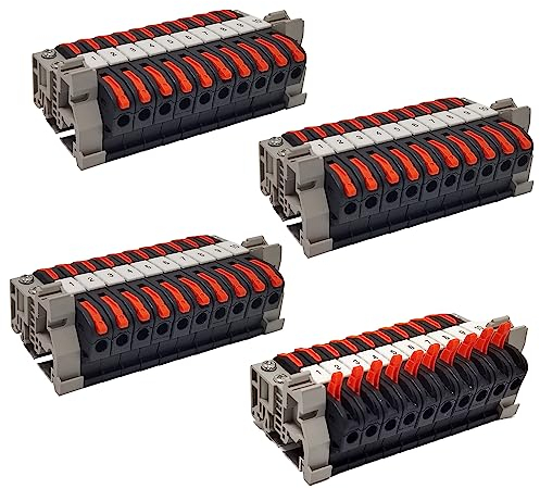 40 Pezzi Morsetti Elettrici, Morsettiera Distribuzione Guida Din, Compatto Morsettiera Elettrica, con Striscia di Marcatura, Striscia di Collegamento, 0,08-4 mm² PCT-211 (nero)