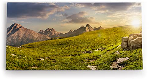 Paul Sinus Wandbild 120x60cm Südtirol Dolomiten Berglandschaft Sonnenschein Wiese