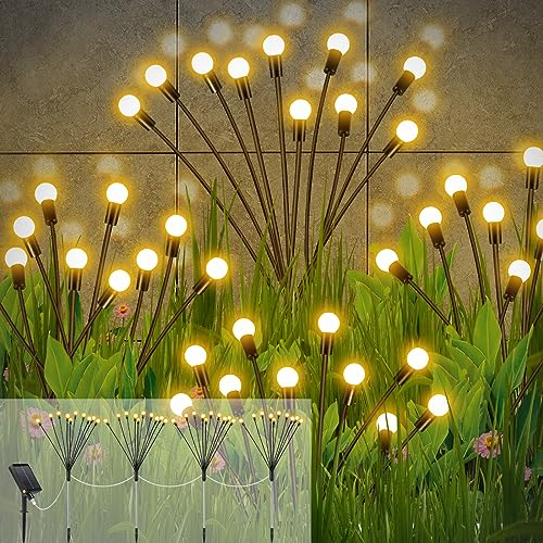 Diealles Shine 4er-Pack Solarlampen für Außenbereich und Garten - 10 LED Glühwürmchen Solarleuchten für Halloween Balkon und Garten Dekorieren, IP65 Wasserdicht, Lila Licht (Warmweiß)