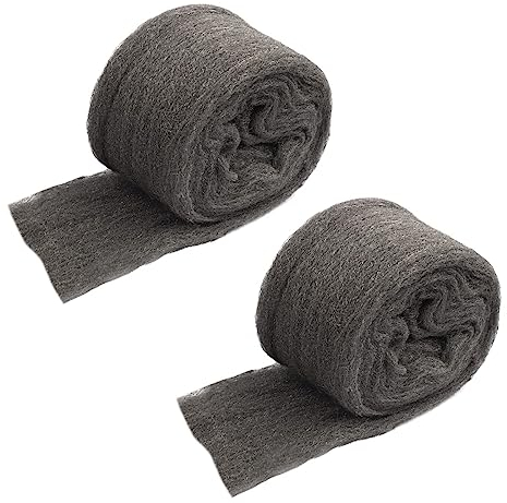 2 Rollen Stahlwolle, Stahlwolle Gegen Mäuse, Edelstahlwolle, Stahlwolle Fein 0000 zum Füllen Löcher Lücken Wand Risse von Haus Garten Garage, Eisenwolle für Reinigen Polieren